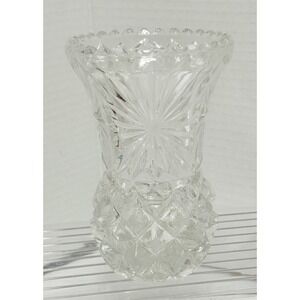 Small Crystal Cut Glass Bud Vase Sawtooth Rim 5" Tall  3.5" Rim Lovely Patterns